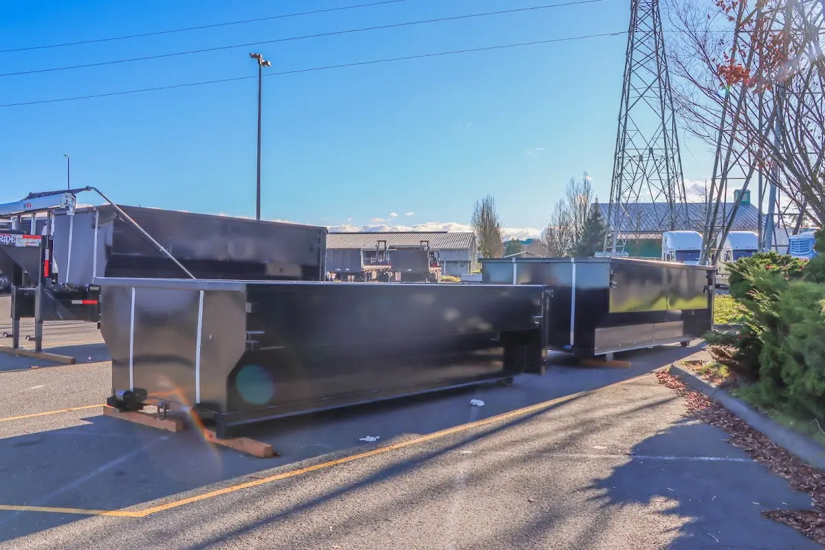 Roll-off dumpster ready for waste disposal at job site for 2 Yard Dumpster Rental in Childress